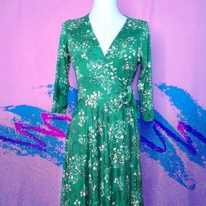 Wax Poetic Clothing Audrey Wrap Dress Green knit